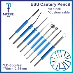 8 types a set wholesale ESU cautery pencil  Electrosurgical blade electrode 70mm*2.36mm Electrocoagulator Electrocautery