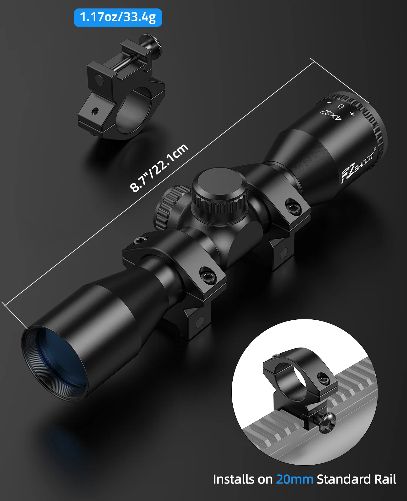 CVLIFE Scope 4x32 Compact BDC Reticle 1