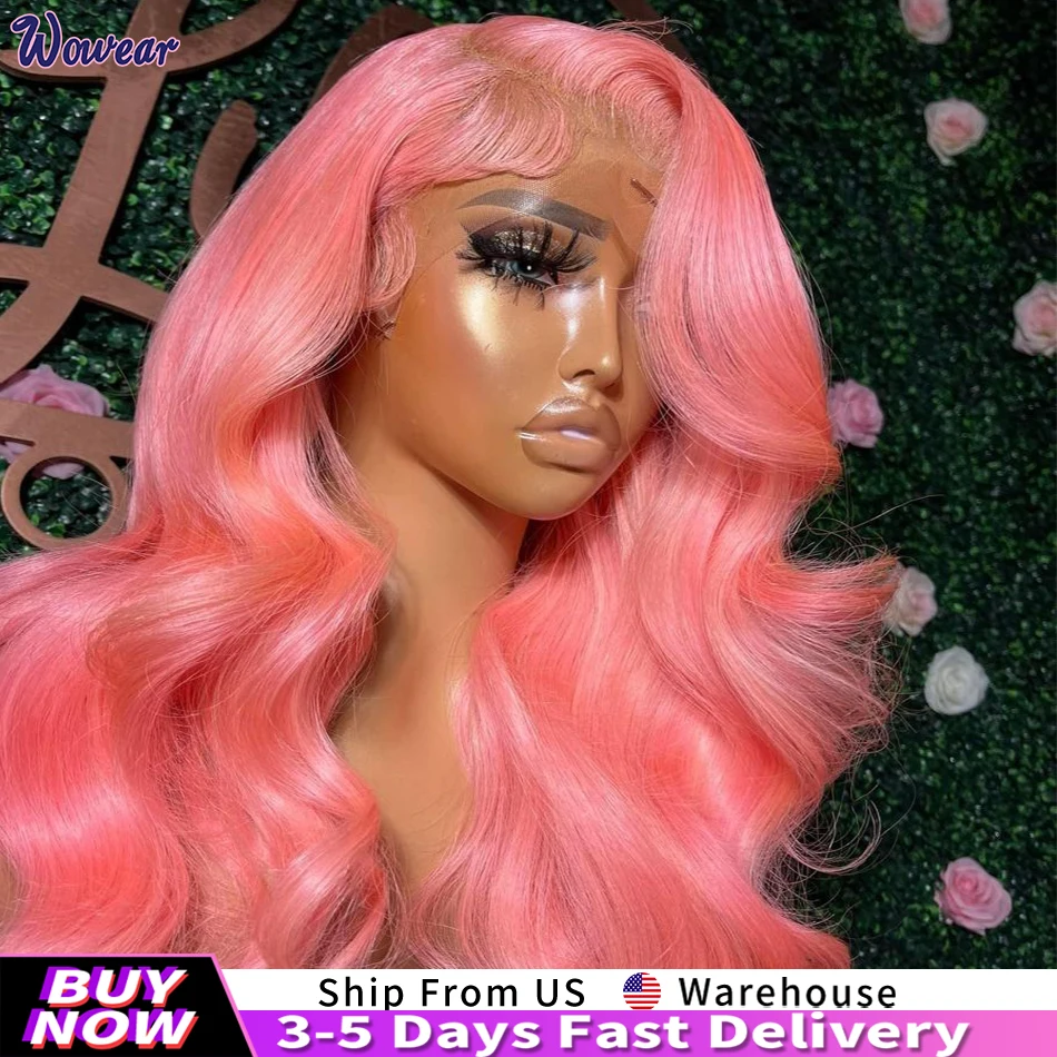 Perruque Lace Front Wig Body Wave Naturelle Rose, Cheveux Humains, 13x4, 13x6, HD, Pre-Plucked, 38 30 Pouces