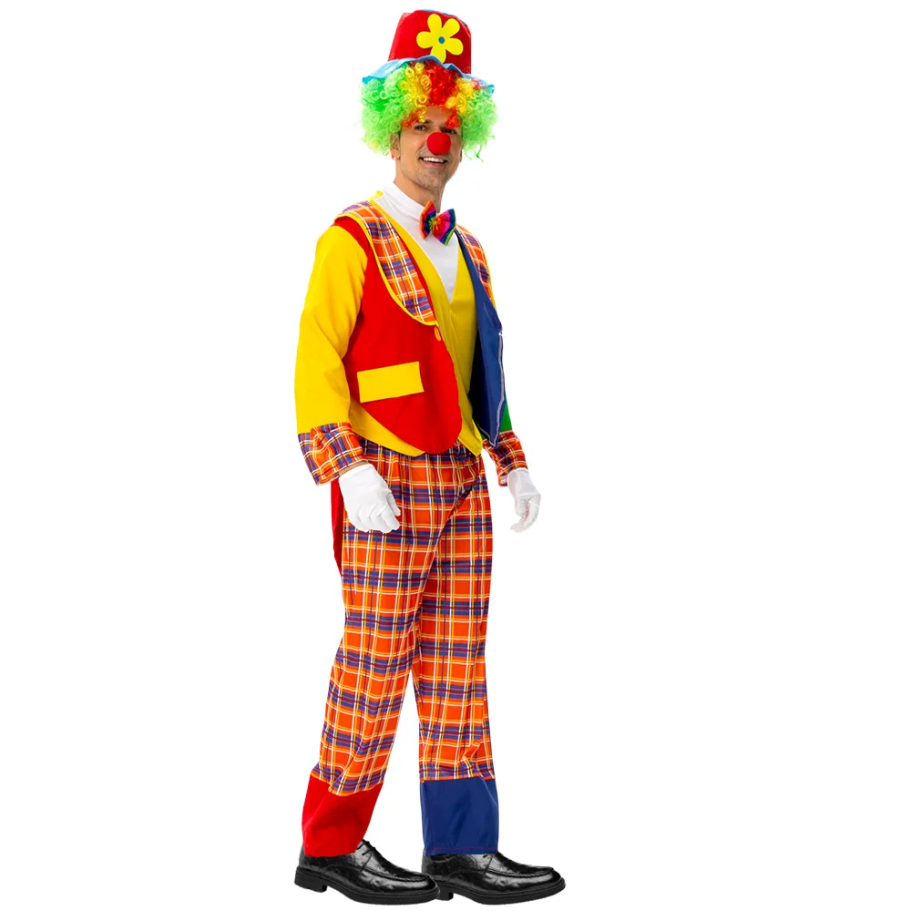 Adult male and female clown costumes, performance costumes for magicians, clown costumes, cosplay sets