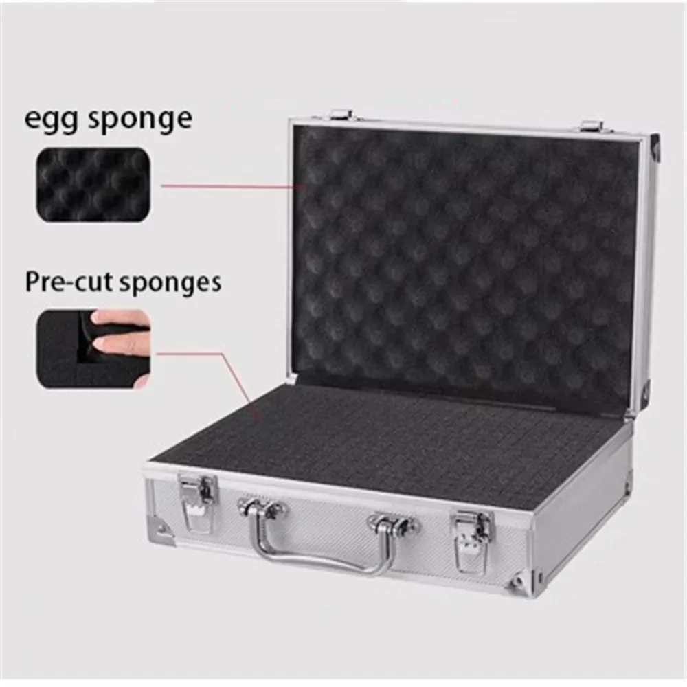 Aluminum Tool Box 30x17x8cm Portable Instrument Box Storage Case with Sponge Lining Handheld Impact Resistant Tool Tote Case