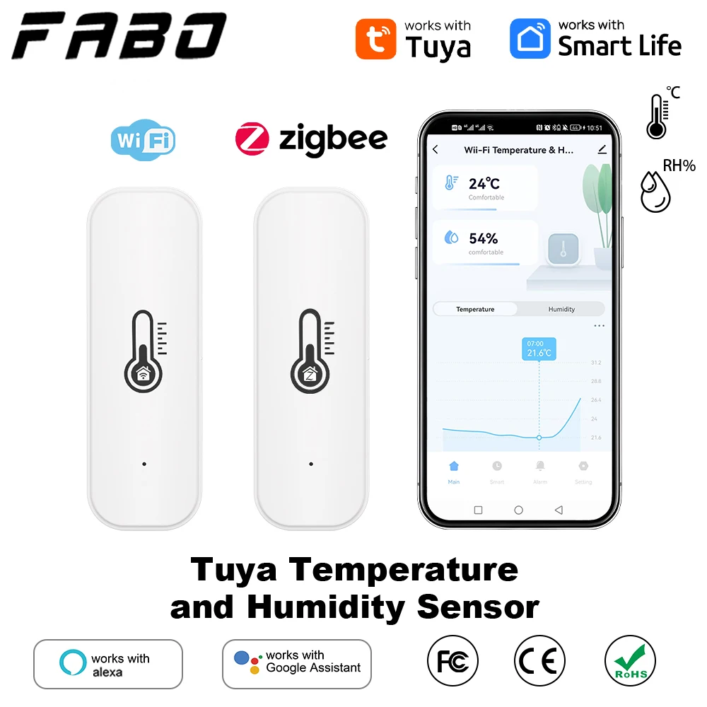 Tuya Smart Zigbee/WiFi Temperature &Humidity Sensor Smart Life APP Remote Monitor For Smart Home Var Work With Alexa Google