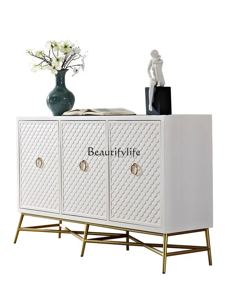 

23European Stainless Steel Feet Multi-Functional Curio Cabinet Three-Dimensional Carving Light Luxury Entrance CabinetL