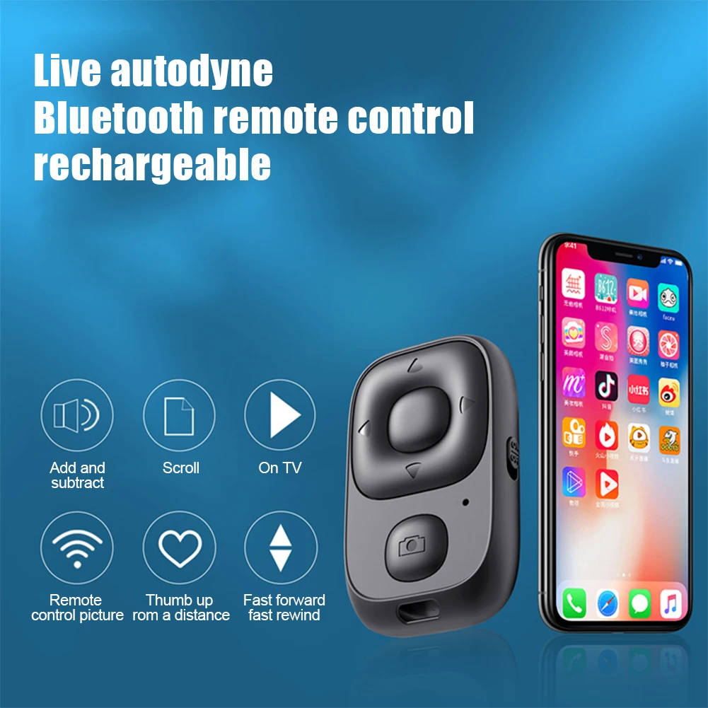 Wireless Bluetooth Compatible Remote Control Button Rechargeable Selfie Camera Shutter Release Mobile Phone Ebook Remote Control