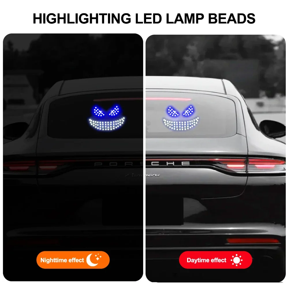 الشيطان العين سيارة LED ضوء الزخرفية النافذة الخلفية تحذير ضوء الشيطان العين جو ضوء اكسسوارات السيارات الديكور #5