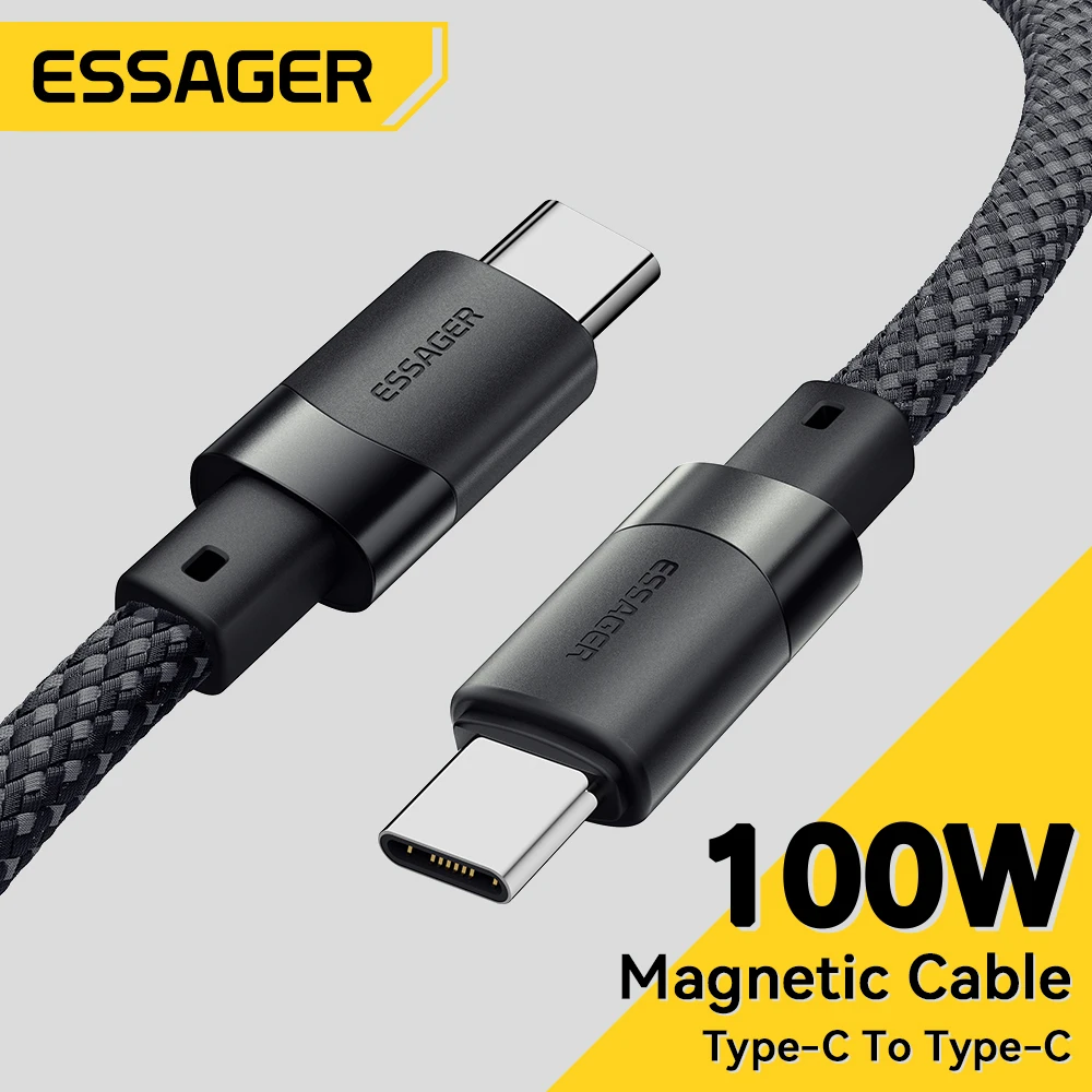 Essager Magnetic Suction Anti Winding 100W USB C To USB Type C PD Fast Charging Cable For iPhone16 15 MacBook Samsung QC4.0 Cord