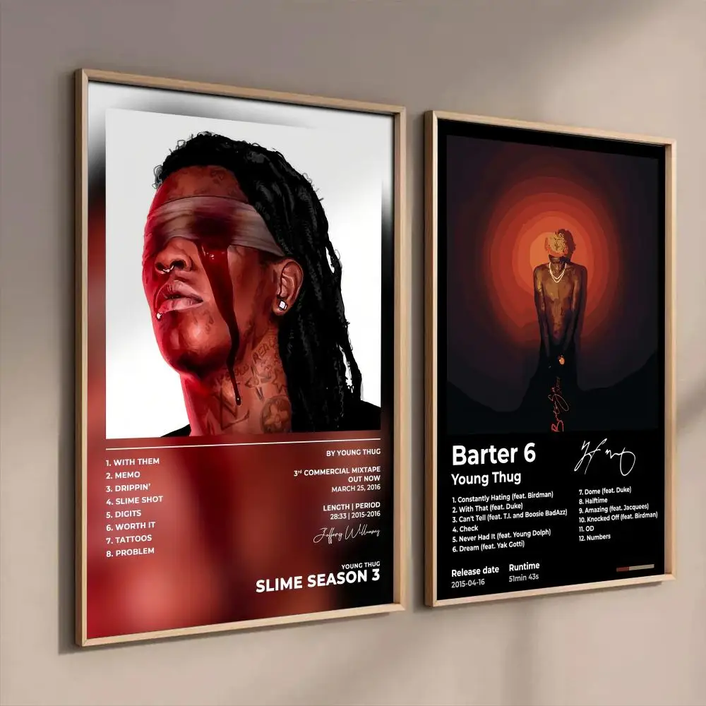Hip Hop Rapper Y-Young Thug Poster For Home Decoration Interior Bar Sticky Wall Art Printing Waterproof Room Decor
