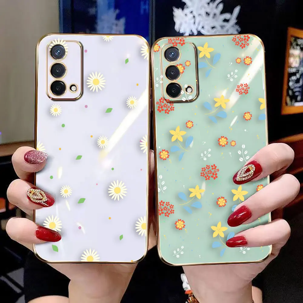 Cover Smooth E-TPU Phone Case OPPO A15 A16 A17 A78 A58 A53 A54 A57 A72 A73 A74 4G 5G Case Beautiful Little Fragmented Flowers