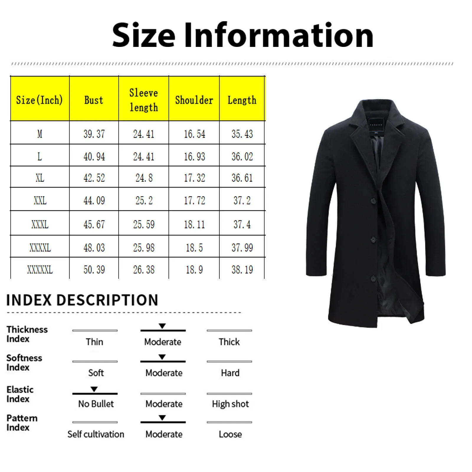 New Winter Men\'S Coat Fashionable Warm Mid-Length Windbreaker Men\'S Casual Wool Korean Style Slim Windbreaker