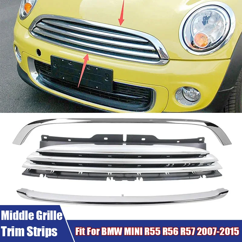 Front Hood Molding Middle Grille Upper&Lower Trim Strips For BMW MINI R55 R56 R57 2007-2015 51132751040,51112751624,51117317264