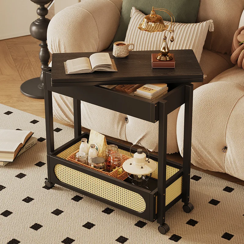 

2025 Multifunctional Movable Sofa Side Cabinet Coffee Table Small Apartment Folding Trolley Living Room Storage Rack Folding