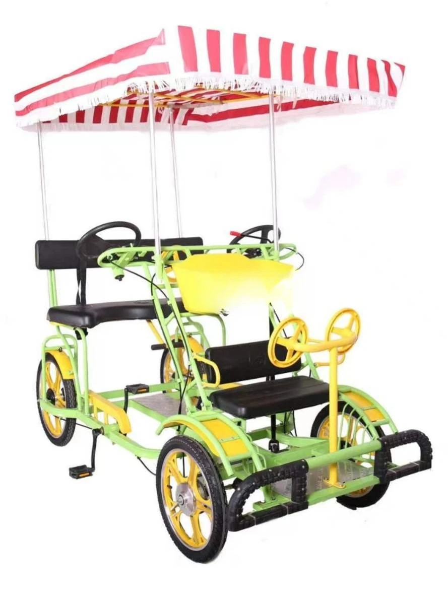 New Deluxe One Wheel Quad Bicycle Double Quad Six Attractions Sightseeing Rental Bicycle