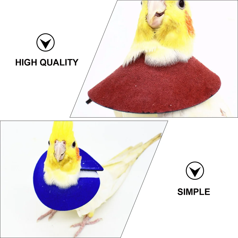 

2pcs Bird Anti-bite Collar Parrot Plucking Supplies Neckwear Red Blue Prevent Licking Wounds Recovery Pet Accessories