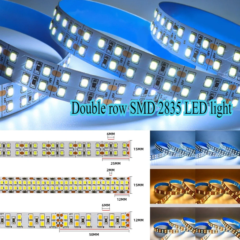 

12V 24V LED Strip 2835 240LEDs/m 480LEDs/m White Warm Adjustable Flexible Double Row Led Light TV Background Lighting Tape Decor