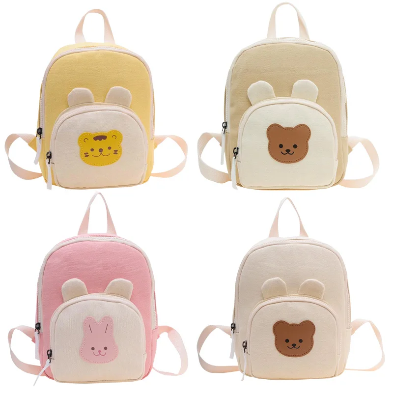 Cartoon Baby Backpack School Bags for Girls Boys Korean Kids Bag Canvas Cute Bear Bunny Kindergarten Children Backpacks