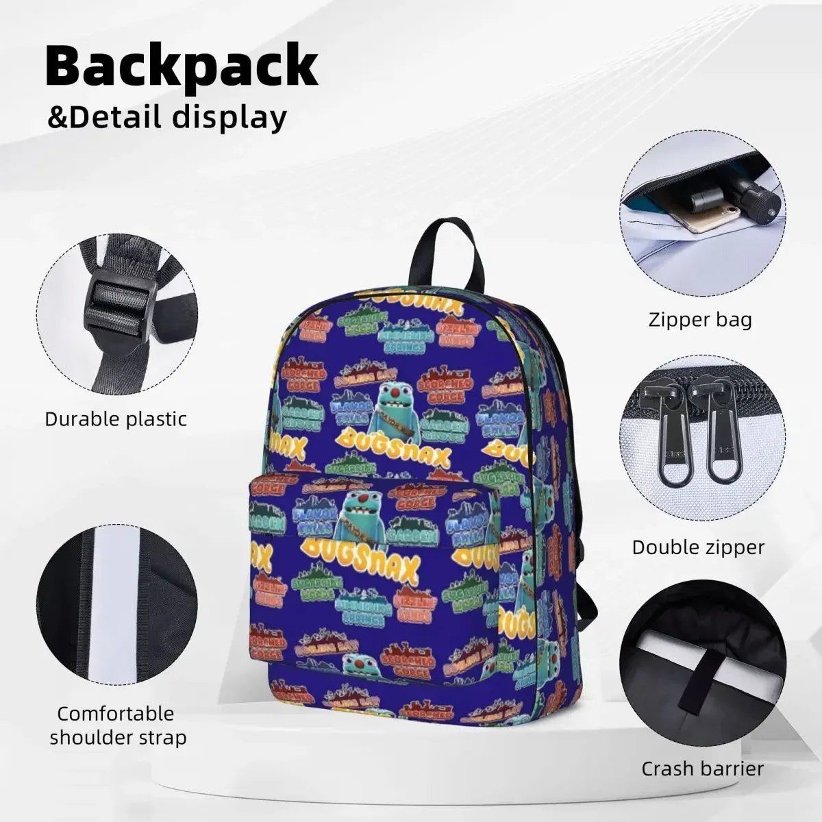 Bugsnax Locations Fan Art Pack Black Kinda Bug Backpacks Student Book bag Shoulder Bag Laptop Rucksack Casual Travel Rucksack