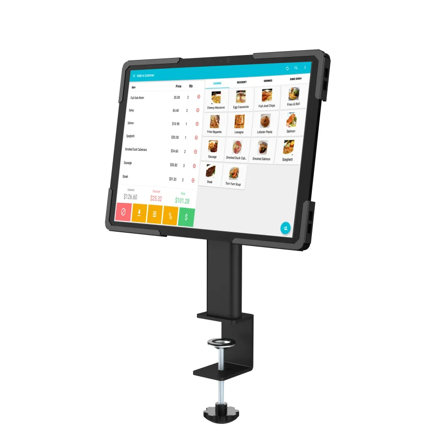 Restaurant POS Anti Theft Tablet Stand Universal Adjustable Desktop Holder For Checkout Counter Kiosk