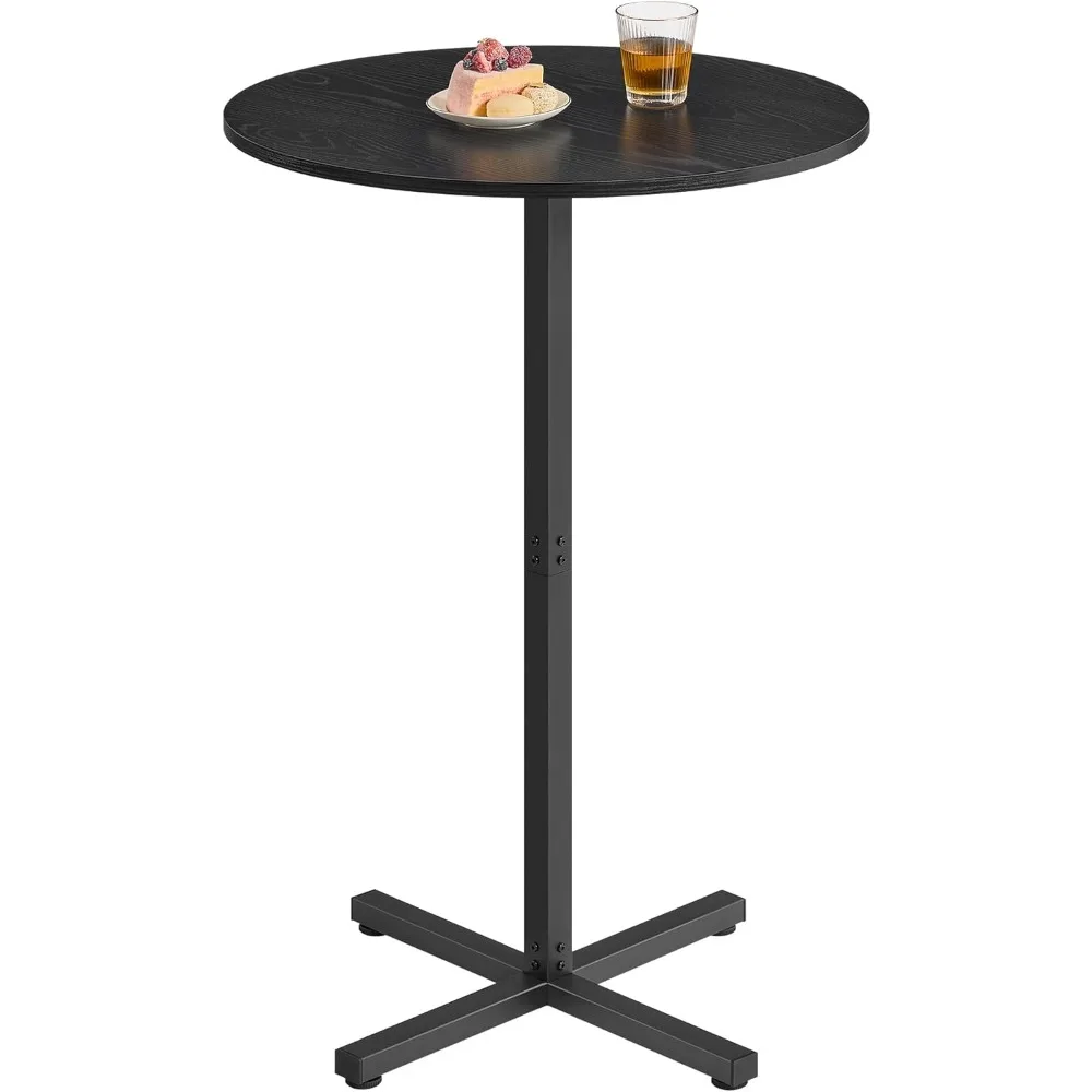 

Round Cocktail Table, High Top Bar Pub Table with Metal Frame and Cross Base, for 2-3 People, Modern, Easy to Assemble, 23.6 x