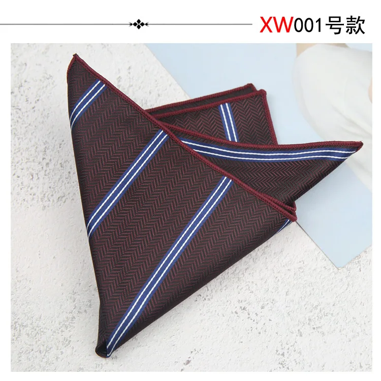 Korean Version Men's Pocket Square 22CM Jacquard Stripe Flower Handkerchiefs for Man Business Formal Banquet Hanky Birthday Gift