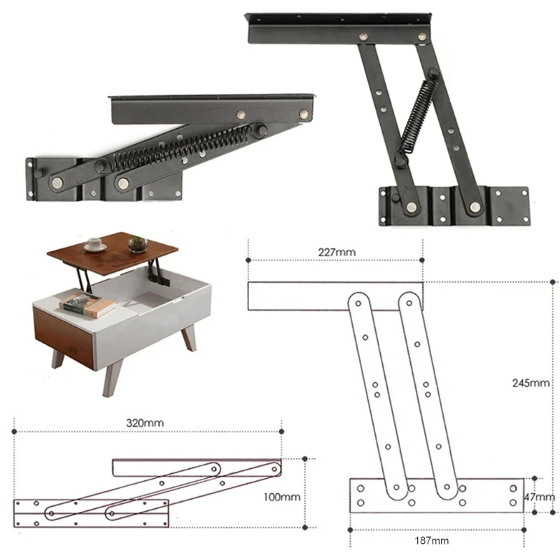 

1Pair Lift Up Top Coffee Table Lifting Frame Mechanism Spring Hinge Hardware Drop shipping