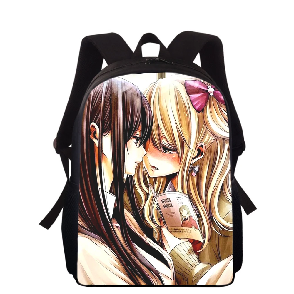 Mochila con estampado 3D de Anime lésbico Citrus para niños, mochilas escolares de primaria para niños y niñas, mochilas para libros escolares para estudiantes, 16"