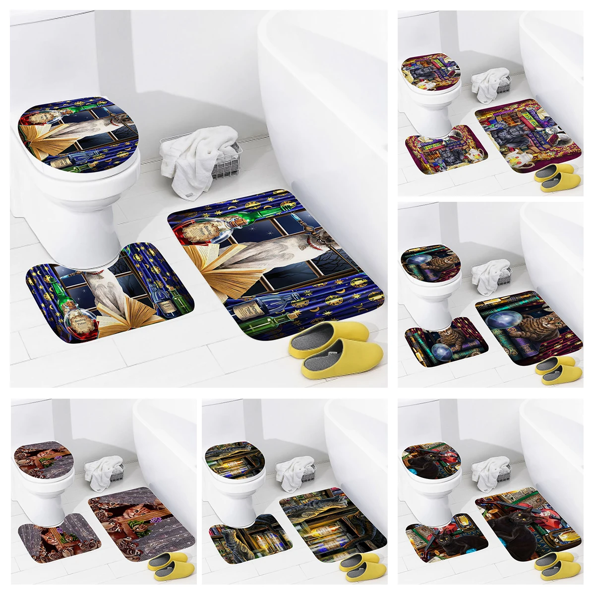 home bathroom floor mats Oil painting style Bath Foot mat modern bathroom accessories rug Toilet mat Bathtub anti-slip carpet