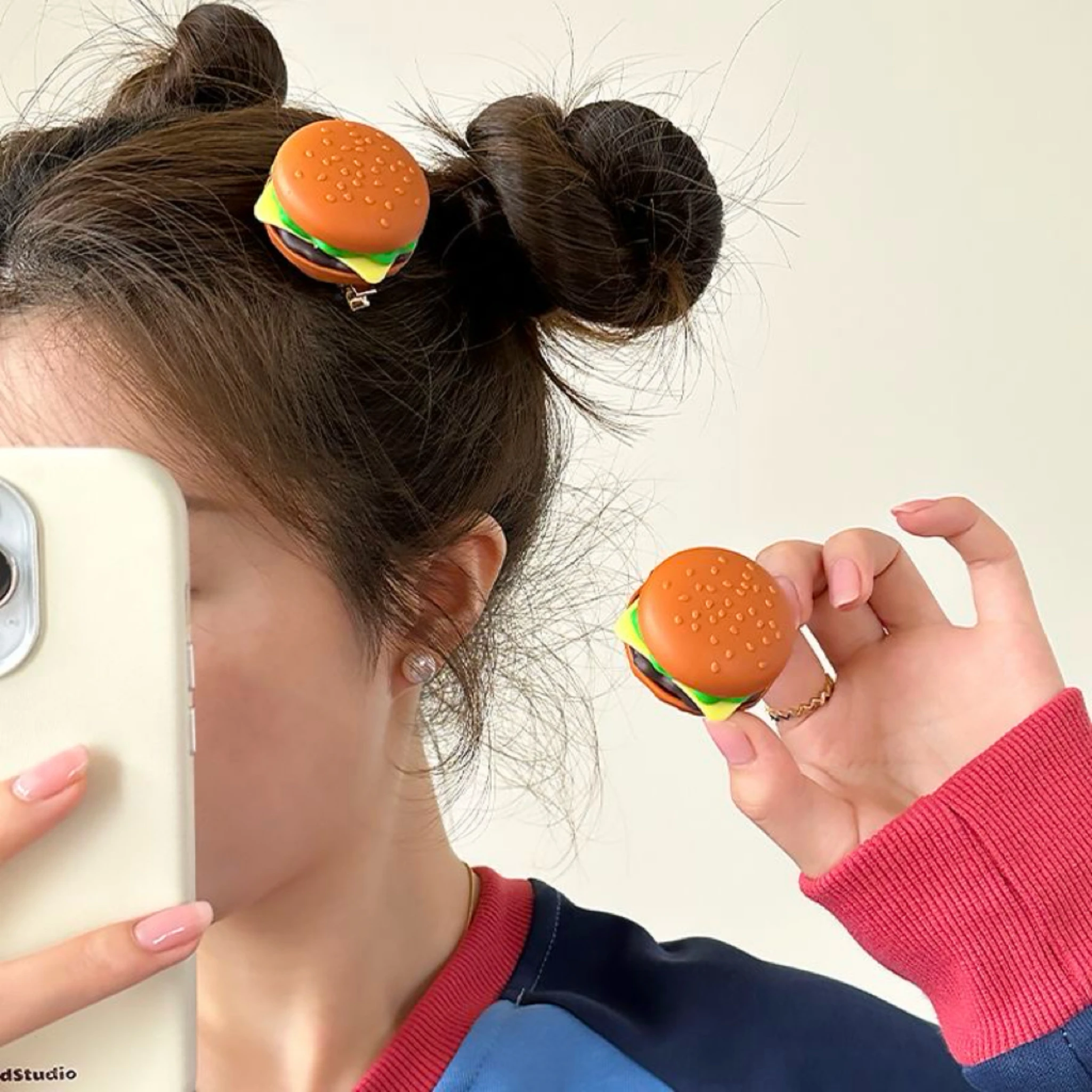 Cute Burger Hair Clips, 3D Simulation Food Hairpins for Kids, Funny Hair Accessories, Novelty Hair Barrettes