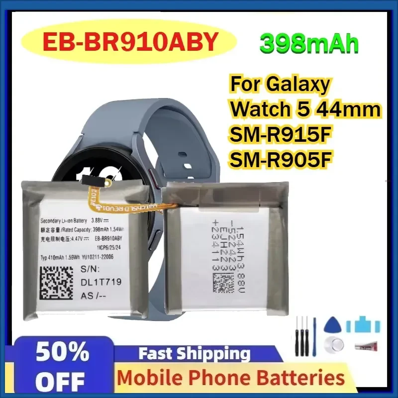 EB-BR910ABY 398mAh Replacement Battery For Samsung Galaxy Watch 5 44mm SM-R915F SM-R905F Smart Watch Batteries with Tools