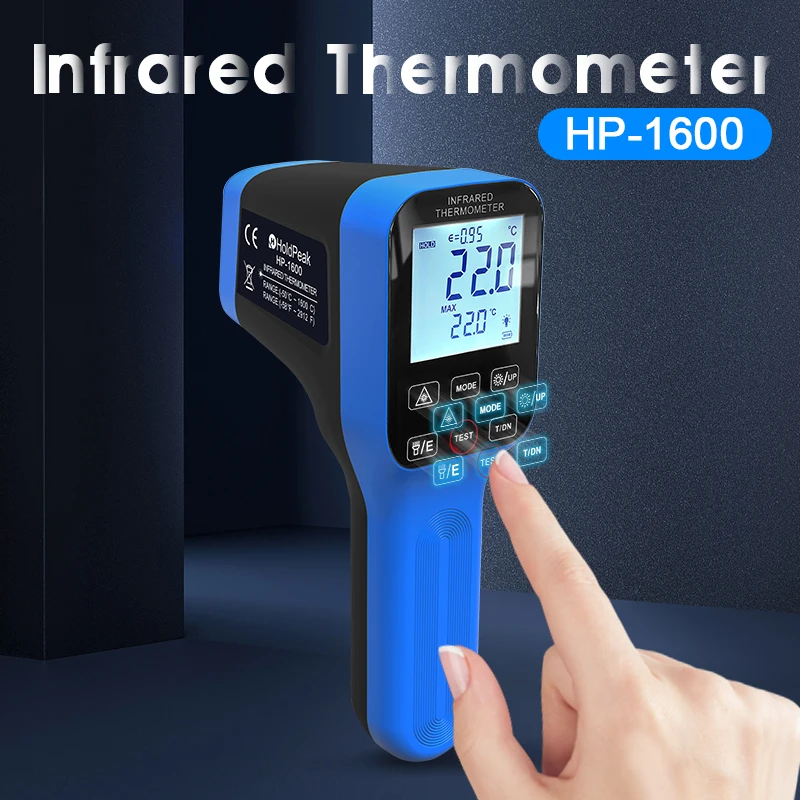 HP-1600 Infrared Thermometer Gun Rechargeable,-58℉~2912℉ High Temp Laser Industrial Thermometer,D:S=30:1 Touch Button Waterproof