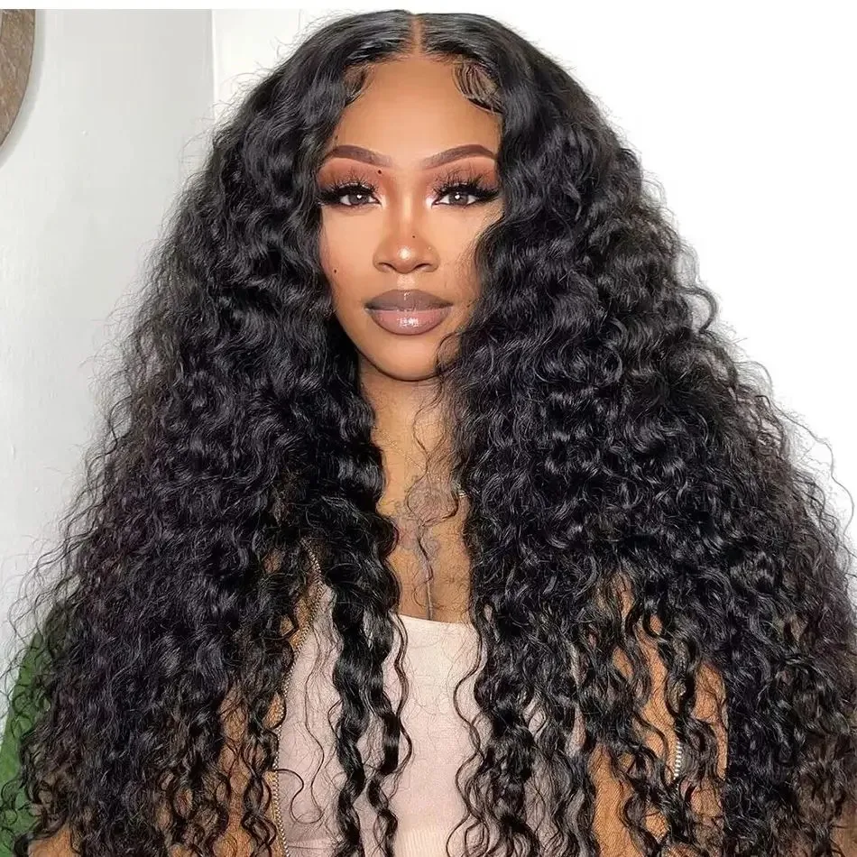 13x6 Front Wig PrePlucked 5x5 Glueless For Black Women 180 250 Density HD Transparent Deep Wave Lace Frontal Human Hair Wig