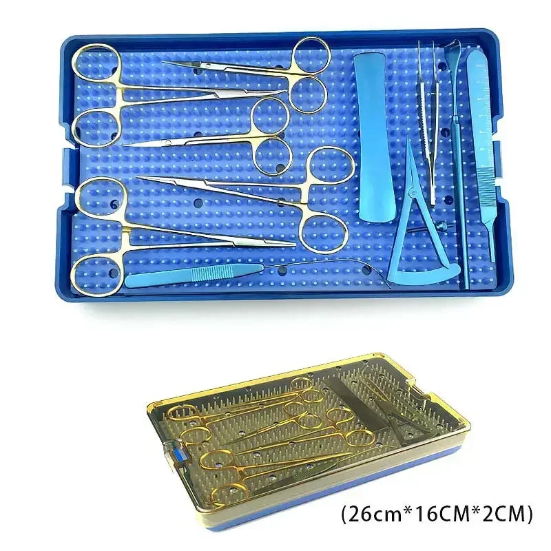 Medical Titanium/Stainless Disinfection Box Sterilizer Tray 11pcs Eye Surgery Instrument Kit Veterinary Ophthalmic Instrument