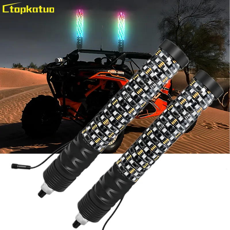 

2PCS 1FT RGB LED Whip Light for UTV, ATV, Off Road,Truck, Sand LED Antenna Spiral Whip Light Remote Control Flagpole 30cm