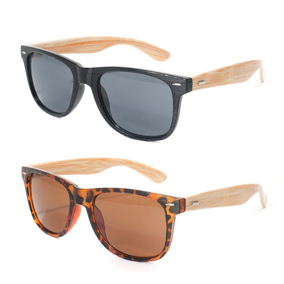 BEGREAT Vintage Square Sunglasses for Men Women Wood Grain Frame and Temples Lightweight Retro Fashion Eyewear