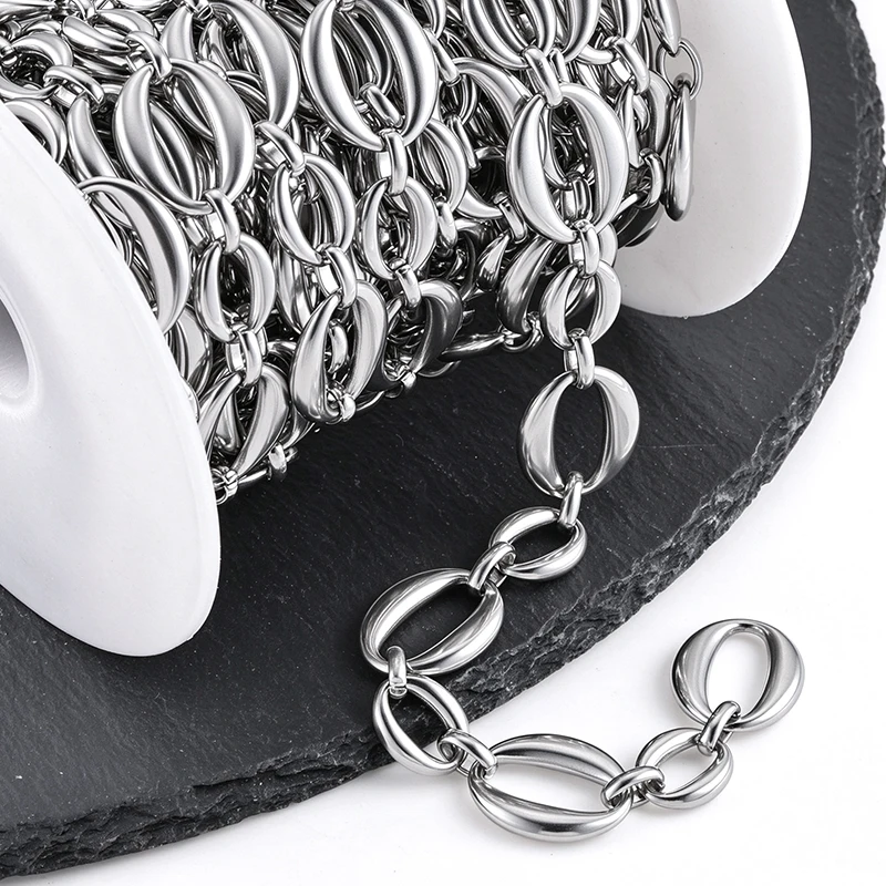 1M Stainless Steel Handmade Chain Heavy Chunky Mixed Size Single Loop Link Chain DIY Necklace Bracelet Jewelry Making Findings