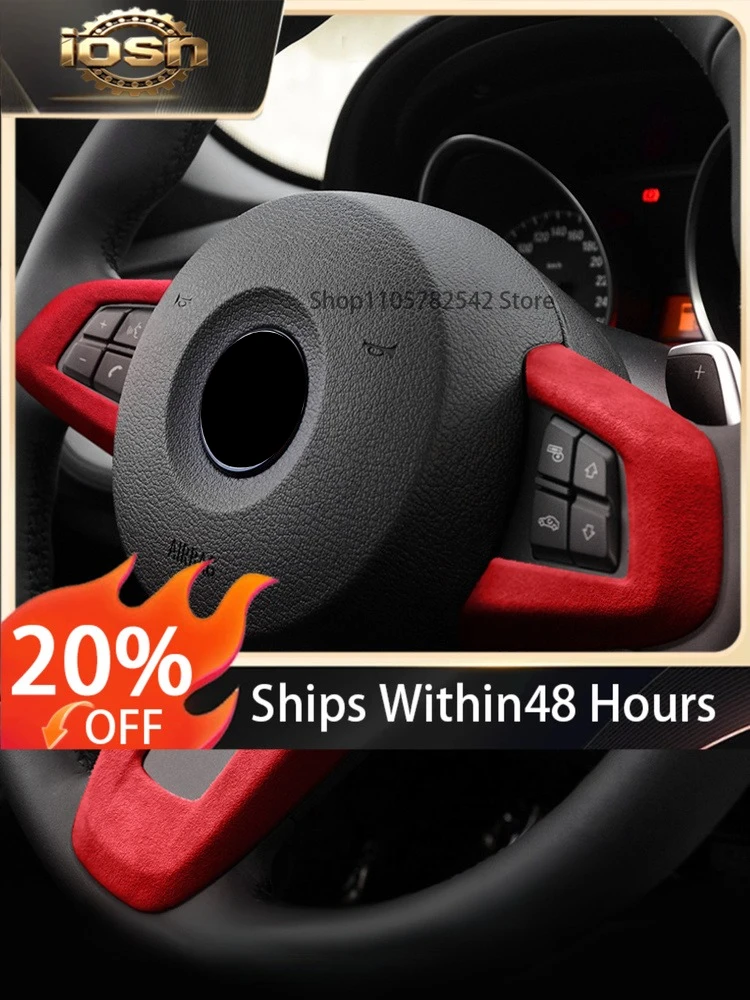 IOSN For BMW Z4 E89 09-15 Red Alcantara Interior Modification Steering Wheel Panel Patch Sticker