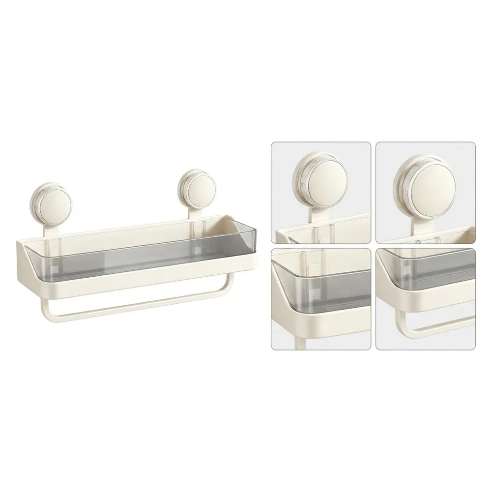 Suction Cup Mounted Bathroom Shelf for Toilet Storage Rack with Detachable Basket and Humidity Resistant Build
