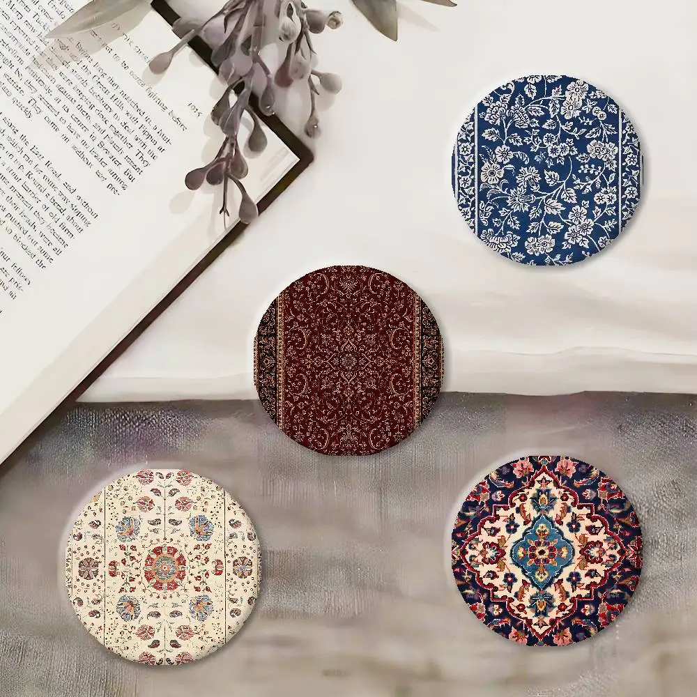 Persian Carpet Floral Pattern Badges Tinplate Soft Button Pin Brooch Metal Badge Custom Jewelry Accessories Hat Bag Lapel