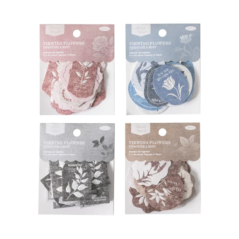 

24sets/1lot Kawaii Scrapbook Stickers Seeing flowers through the mist Junk Journal Gold Stationery Planner Decorative