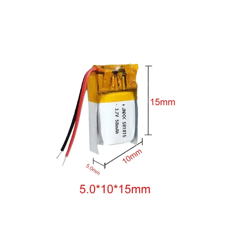 2-30pcs 501015 50mAh 3.7V lithium polymer rechargeable battery for Bluetooth headset audio driving recorder mouse toy MP3 MP4