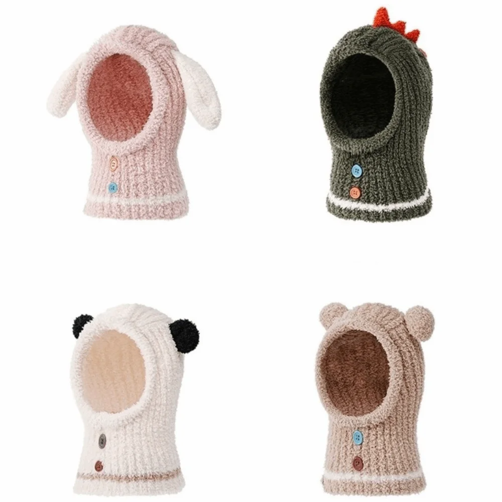 Cálido pasamontañas de felpa jersey sombrero conejo dibujos animados Animal protección para los oídos bufanda gorra a prueba de viento a prueba de frío niños gorro con capucha Unisex