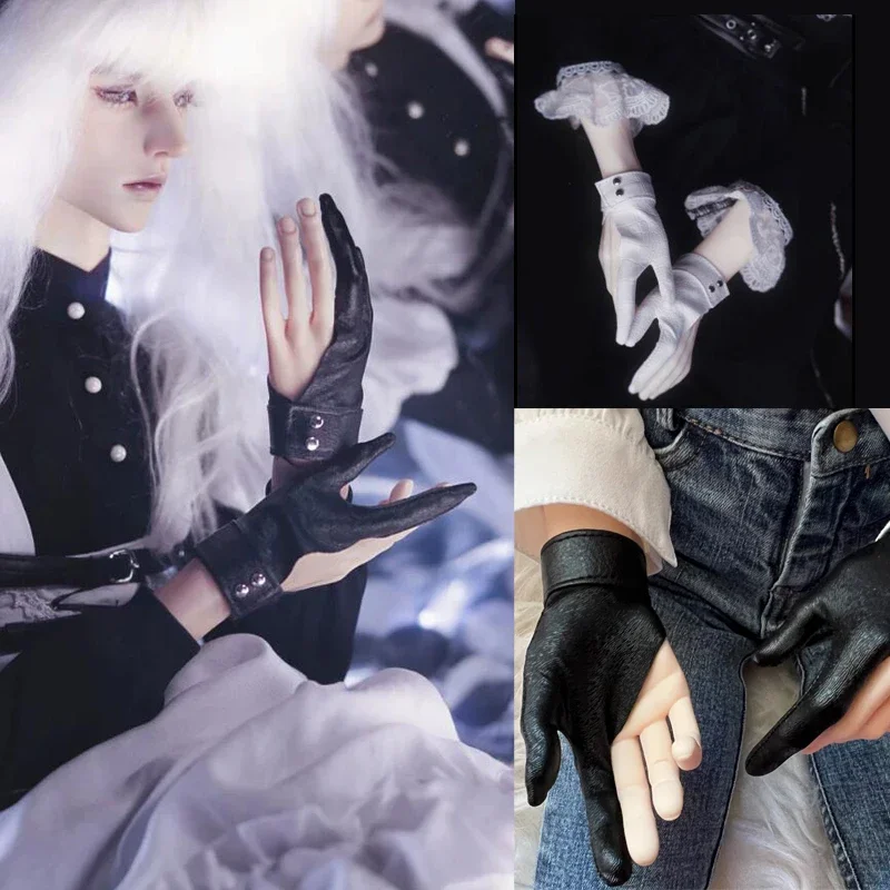 D04-B101 children handmade toy 70/68 73 ID75 HID uncle BJD Doll Accessoriess Rivet exposed finger dark gloves 1pair