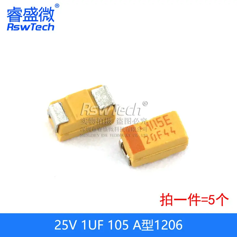 20PCS Tantalum capacitor type A 3216 patch 25V 16V 10V 10uF 1uF 106 2.2UF 3.3UF 4.7UF 22UF 1206