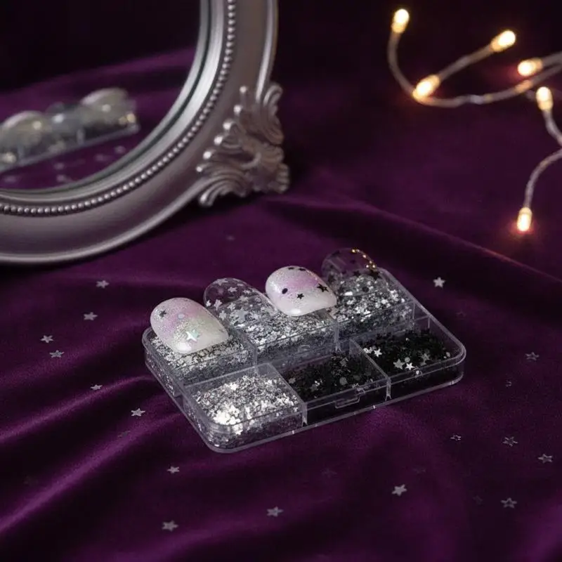 Mini Sparkling Star Nail Glitter No Fading Pentagram Nail Decoration Cute Shiny Nail Art Accessories for Long Wear Nail Design