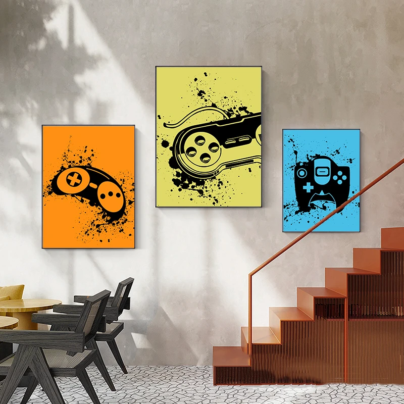 Abstract Gamepad Canvas Art Painting on The Wall Posters and Prints Modern Game Canvas Pictures for Gaming Room Home Decoration