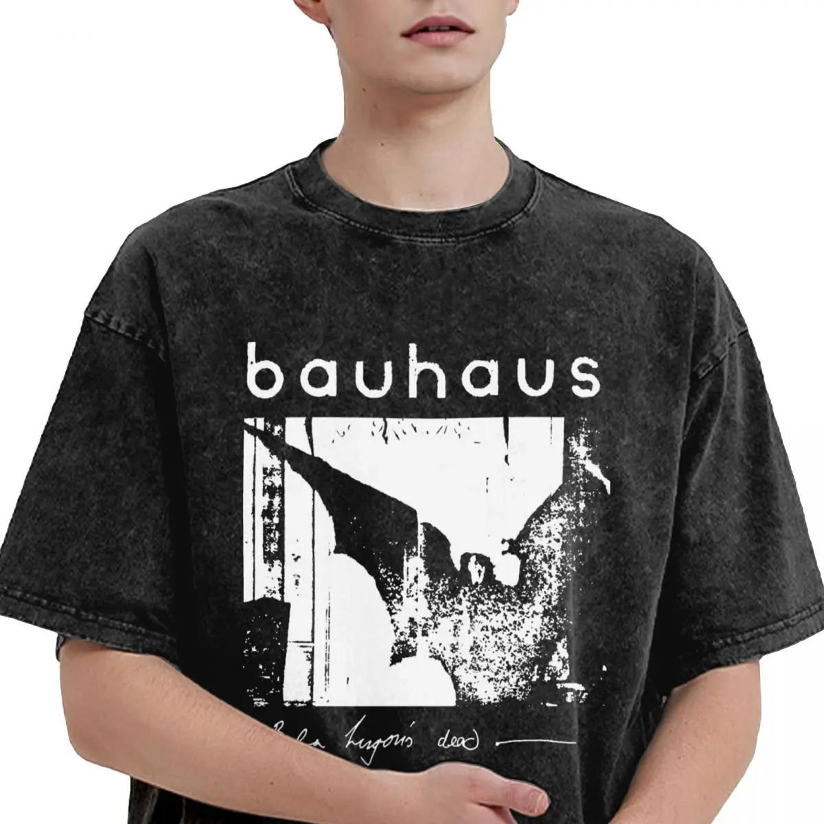 Bauhaus Bat Wings Bela Lugosis Dead T Shirt Hip Hop Washed 100% Cotton T-Shirt Vintage for Men Women Streetwear Printed Tees