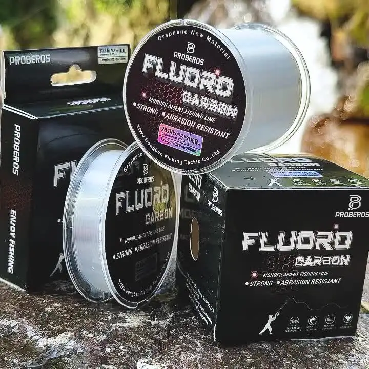 PROBEROS 100M Lenza da pesca con rivestimento in fluorocarbonio 2.2LB-29.3LB Linea leader monofilamento in fibra di carbonio Pesca alla carpa Linea affondante