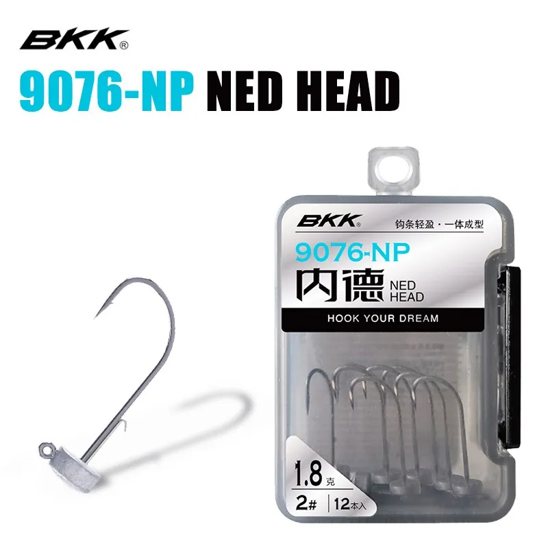 BKK 9076-NP 12pcs Ned Rig Jig Head Fishhooks Fishing Anti-drop Barb Hooks for Soft Silicone Bait Fishing Hooks For Bass