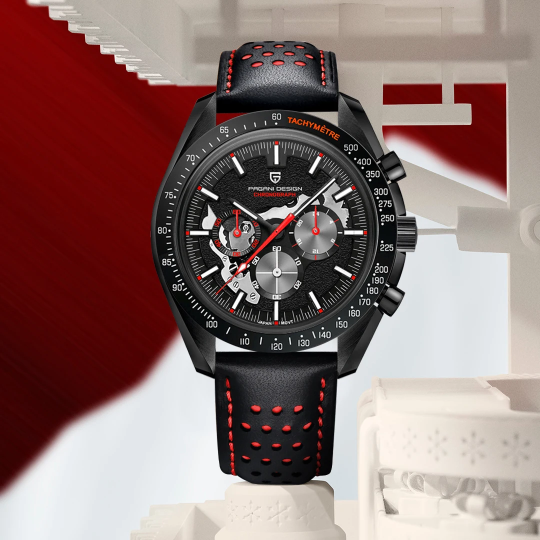 

PAGANI DESIGN Back of the Moon Watch 2026 New Skeleton Quartz Watch For Men Sport Chronograph AR Sapphire crystal Wristwatch Men