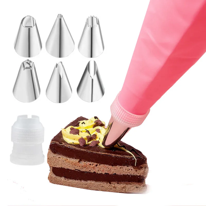 

Cake Decorating Tools Set Reusable Silicone Pastry Icing Bag Piping Bag Stainless Steel Cake Mouth Baking Pastry Accessories