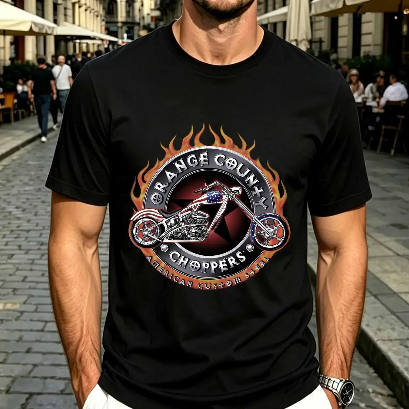 washed T Shirt Vintage Orange County Choppers Biker Motorcycle Y2k Adult Large OCC long sleeves vintage Washed Unisex